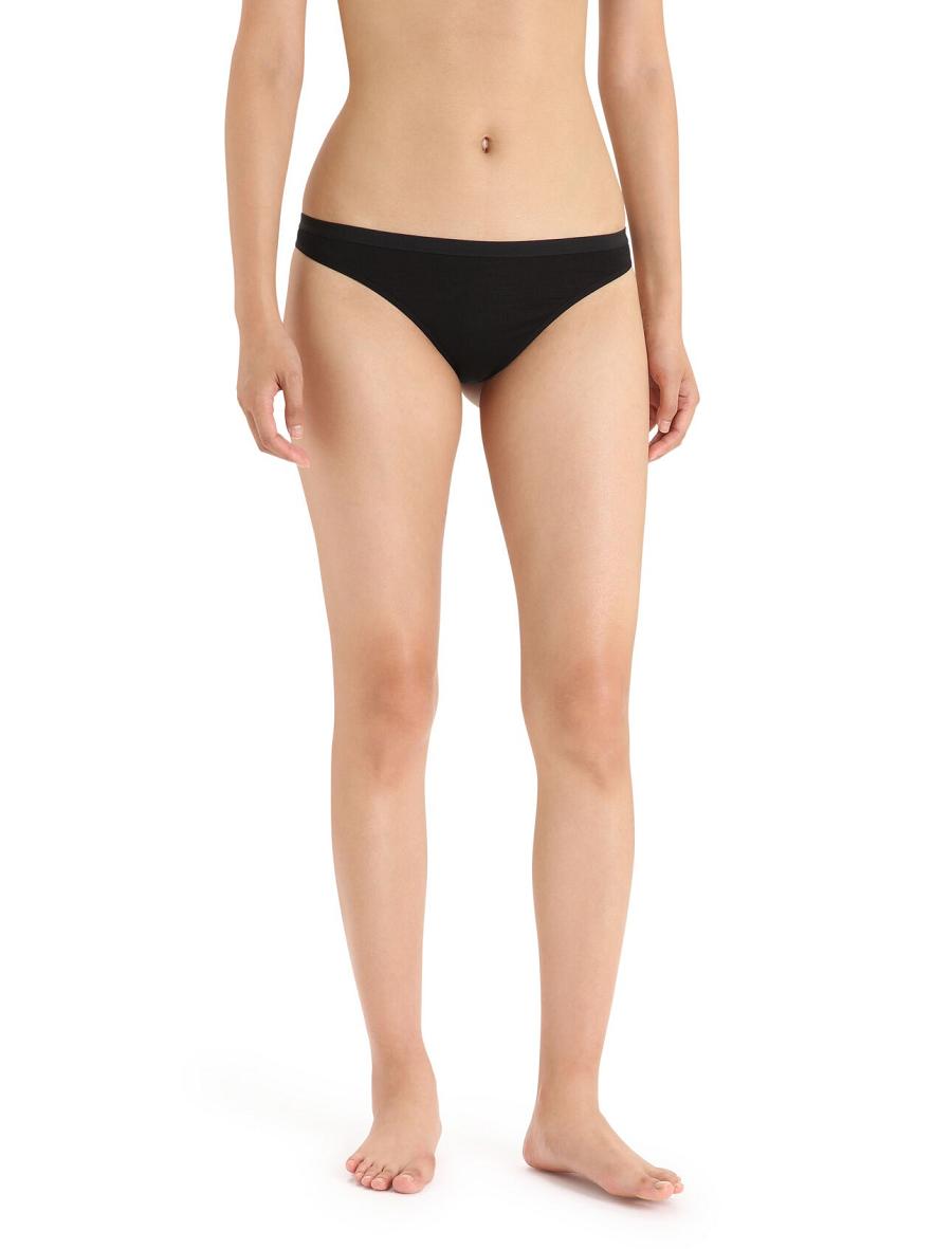 Black Icebreaker Merino Siren Thong Women\'s Underwear | AU 1704WNBY